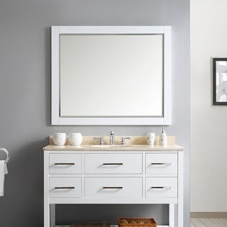Florence 48" Rectangular Bathroom/Vanity framed Wall Mirror in White ...